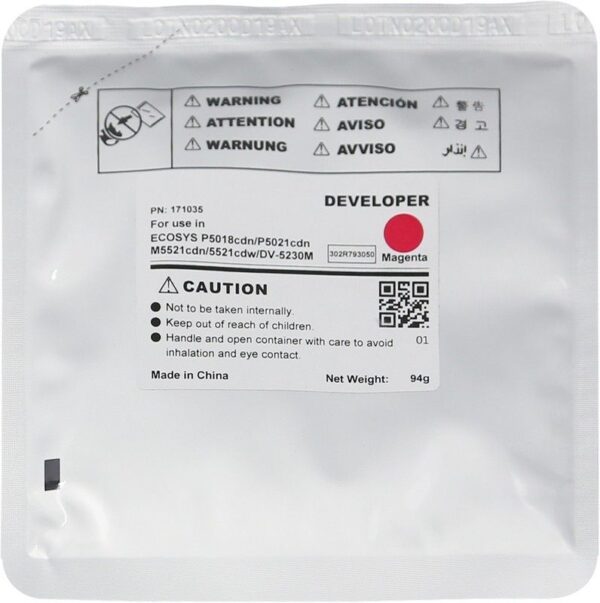 Девелопер  для Kyocera ECOSYS M5521cdn/P5021cdn/M5526cdw, DV-5230M, 302R793050, 100000 страниц, пурпурный, пакет, 100 г